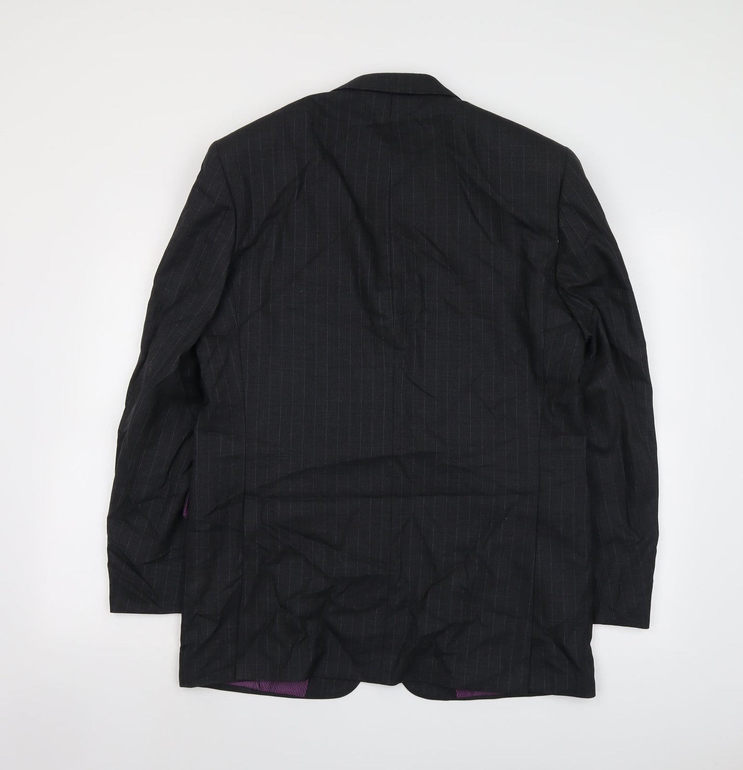 Racing Green Mens Grey Striped Wool Jacket Suit Jacket Size 42 Regular