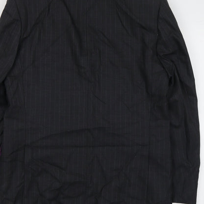 Racing Green Mens Grey Striped Wool Jacket Suit Jacket Size 42 Regular