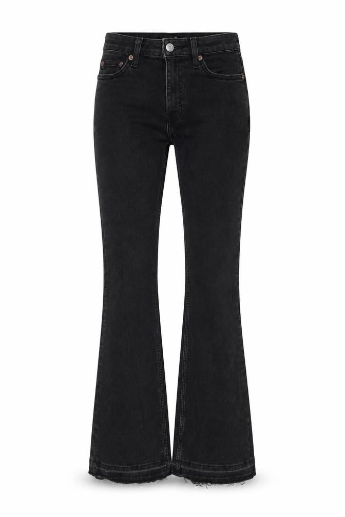 Weekday Womens Black Cotton Bootcut Jeans Size 23 in L33 in Regular Button