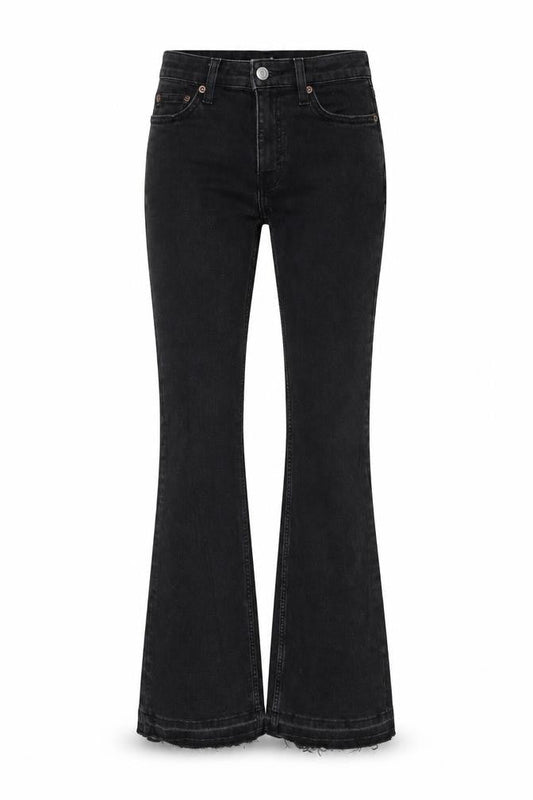Weekday Womens Black Cotton Bootcut Jeans Size 23 in L33 in Regular Button