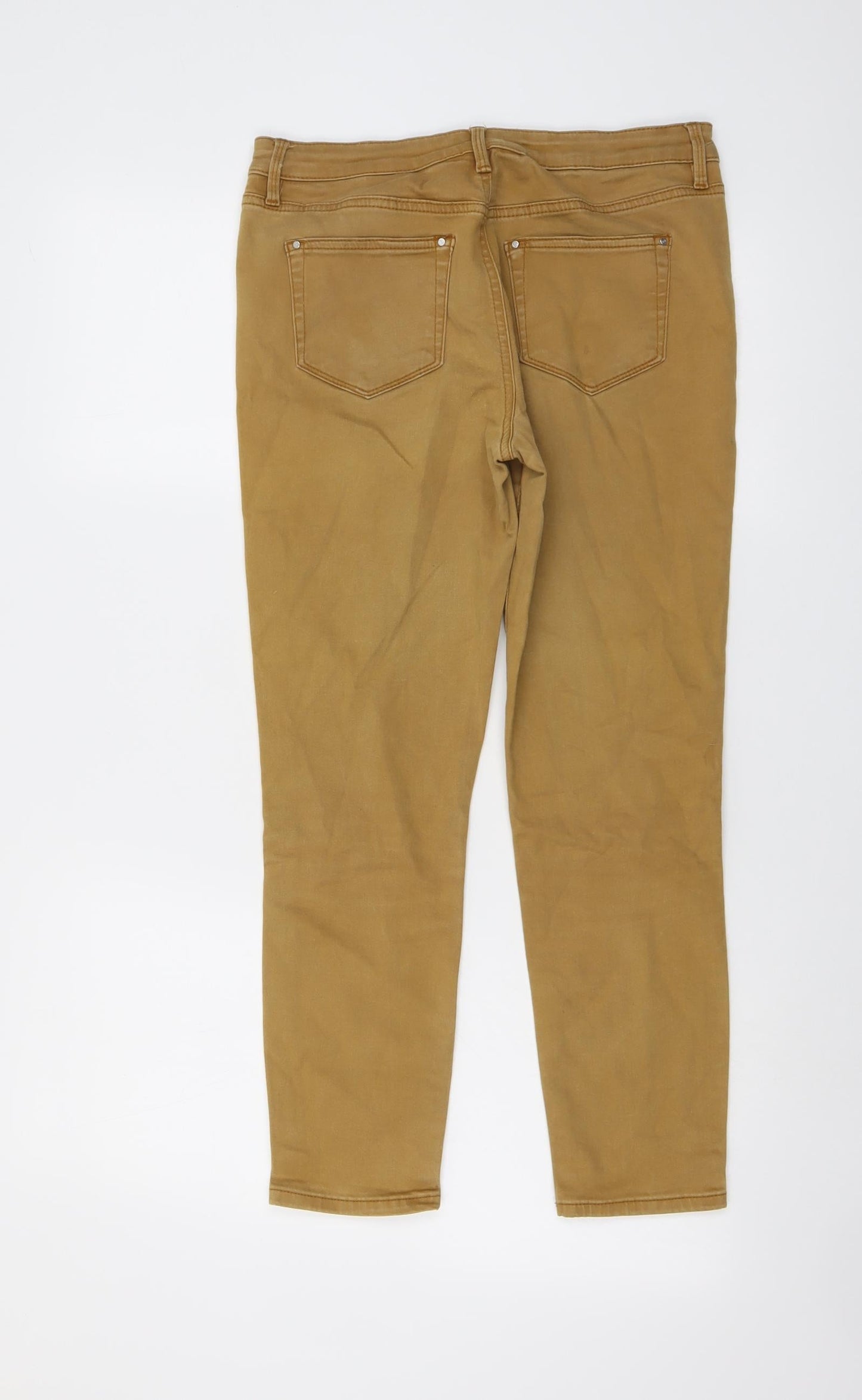 Warehouse Womens Brown Cotton Skinny Jeans Size 12 L25 in Regular Button