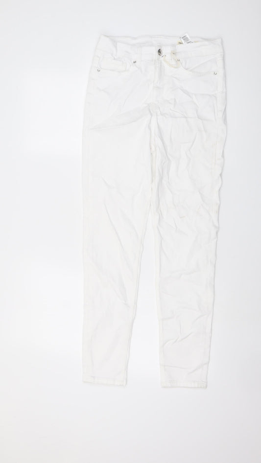 Marks and Spencer Womens White Cotton Skinny Jeans Size 10 L28 in Regular Button