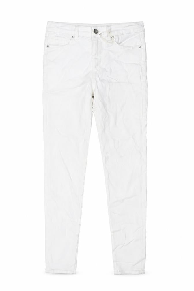 Marks & Spencer Womens White Cotton Skinny Jeans Size 10 L28 in Regular Button