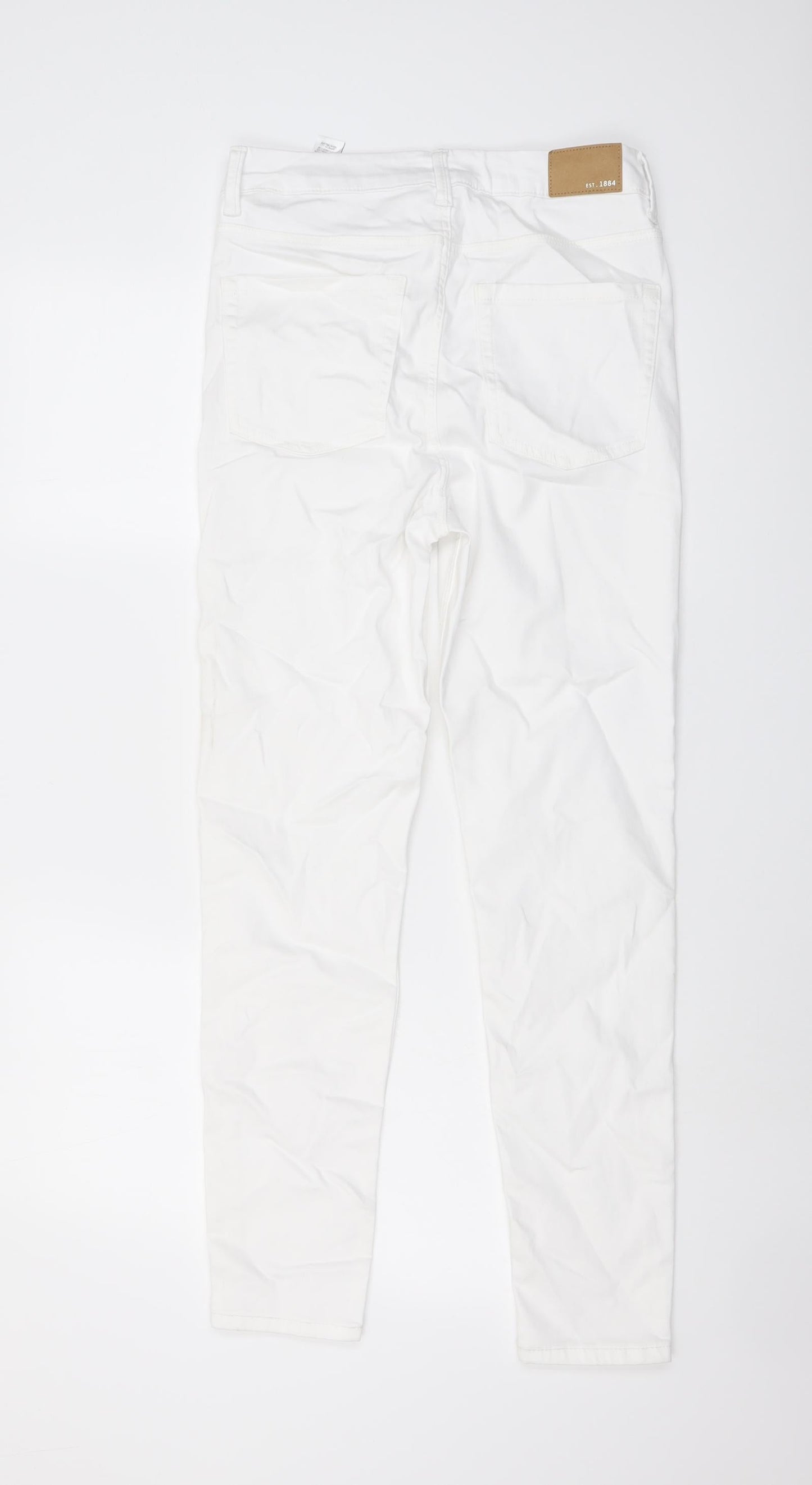 Marks and Spencer Womens White Cotton Skinny Jeans Size 10 L28 in Regular Button
