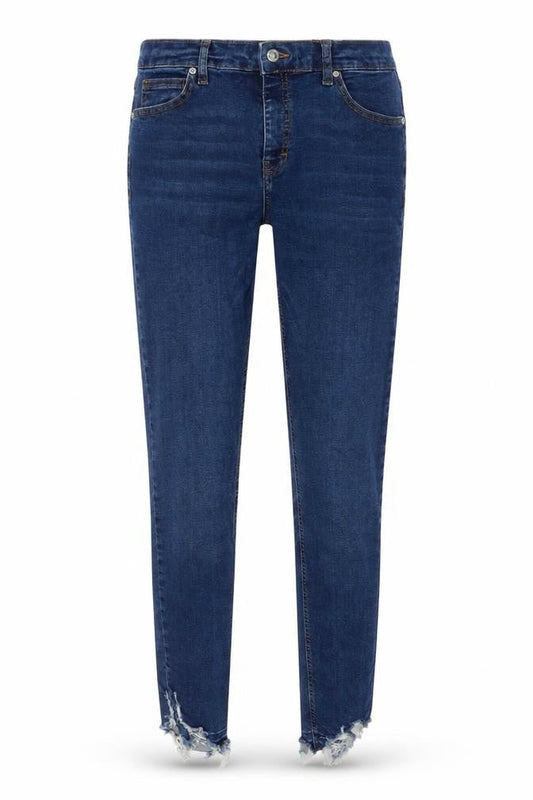 Topshop Womens Blue Cotton Skinny Jeans Size 30 in L30 in Regular Button - Distressed ankle detail
