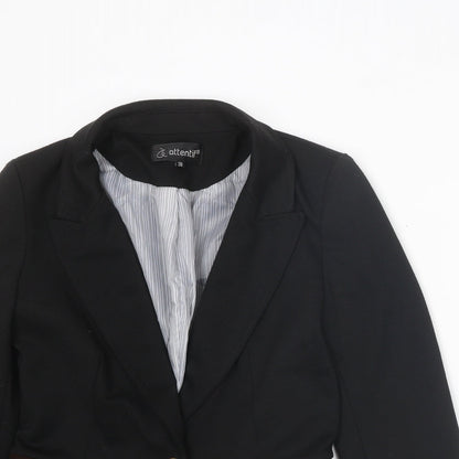 Attentif Womens Black Polyester Jacket Suit Jacket Size 10