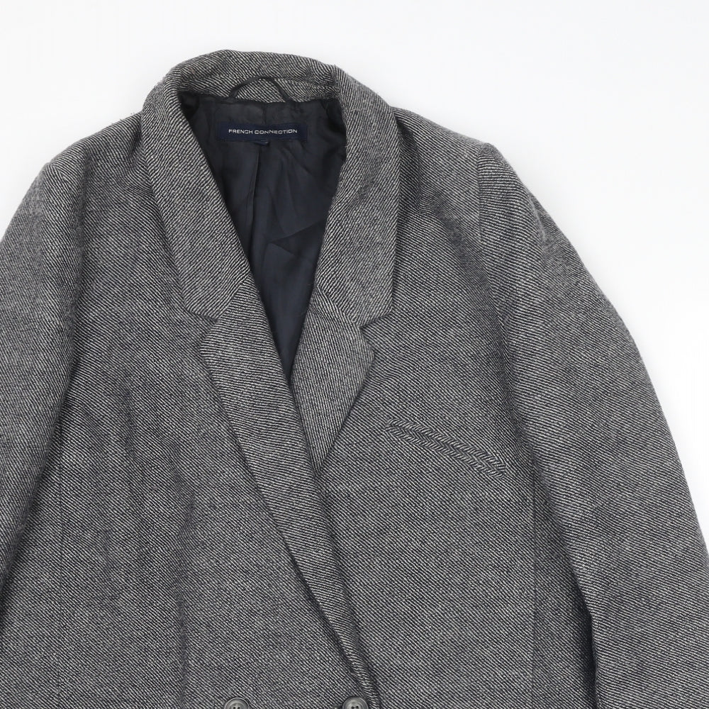 French Connection Womens Blue Overcoat Coat Size 12 Button