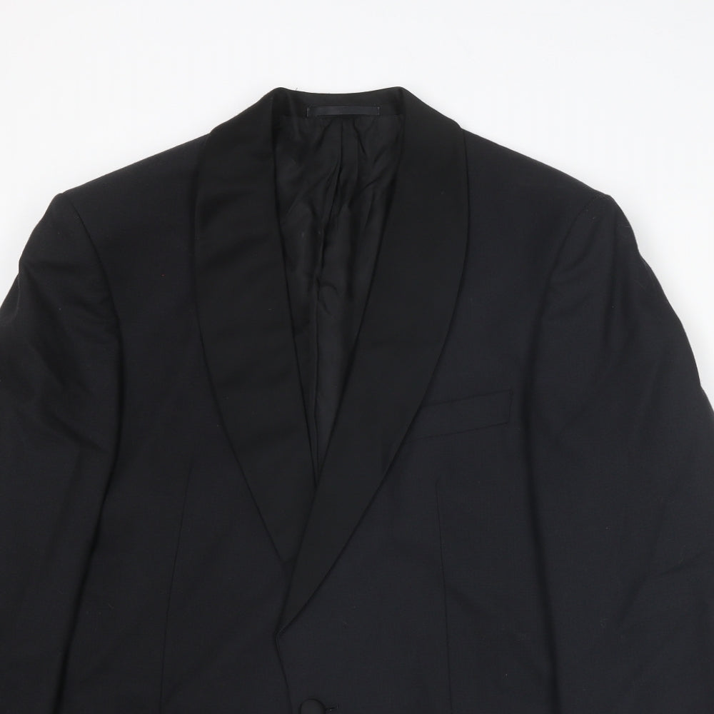 St Michael Mens Black Wool Tuxedo Suit Jacket Size 40 Regular