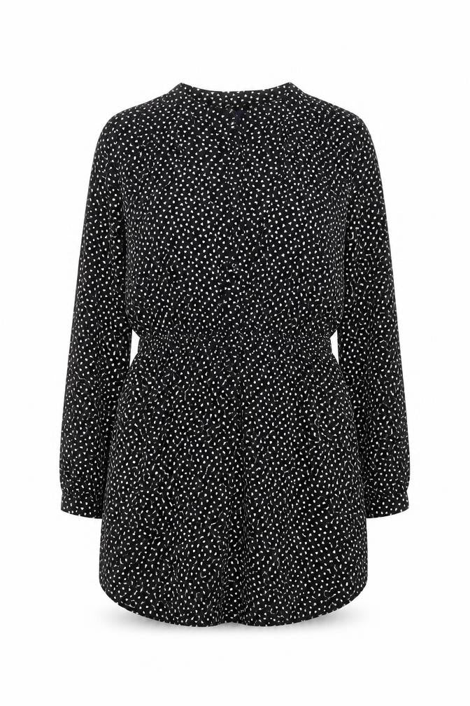 Gap Womens Black Geometric Viscose Mini Size S V-Neck Button