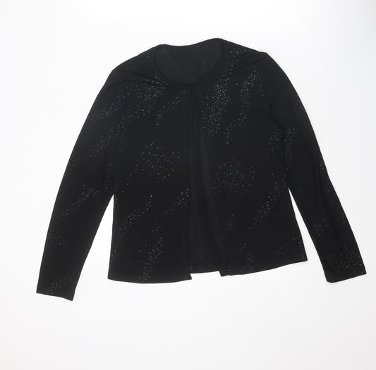 BHS Womens Black Geometric Polyester Basic Blouse Size 12 Round Neck