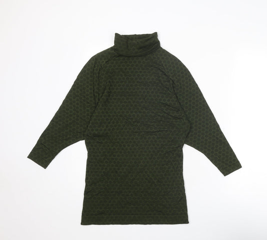 SiSi Womens Green Polka Dot Polyester Basic Blouse Size S Roll Neck - Size S-M