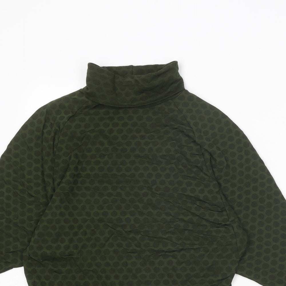SiSi Womens Green Polka Dot Polyester Basic Blouse Size S Roll Neck - Size S-M