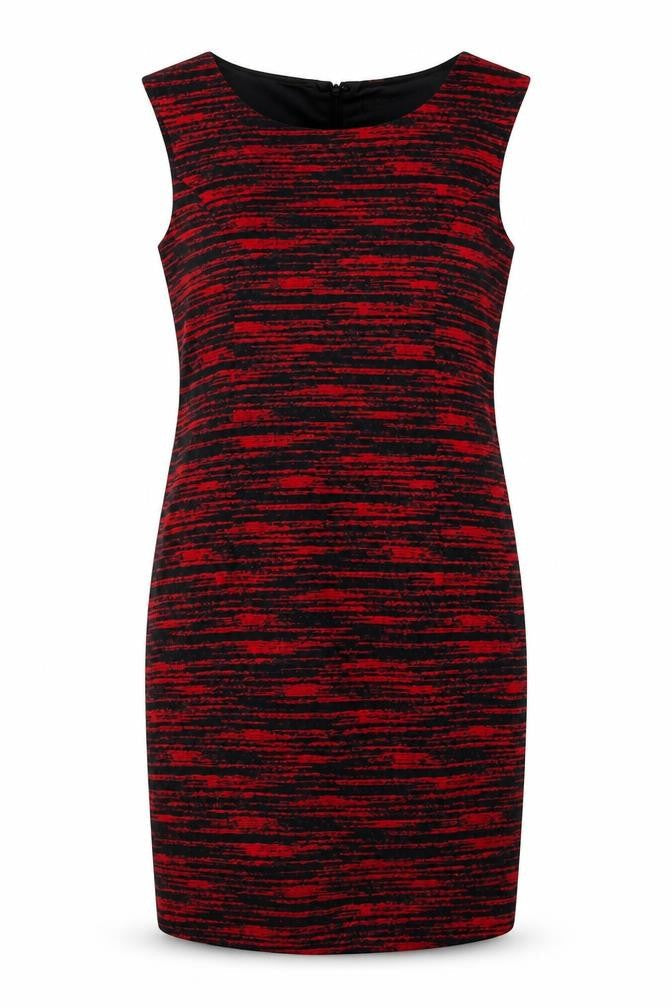 Solo Womens Red Striped Polyester Shift Size 10 Boat Neck Zip