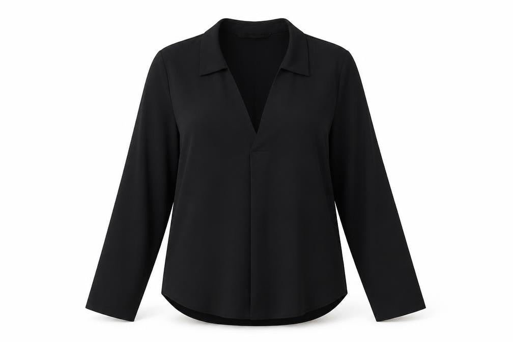 Zara Womens Black Polyester Basic Blouse Size S V-Neck