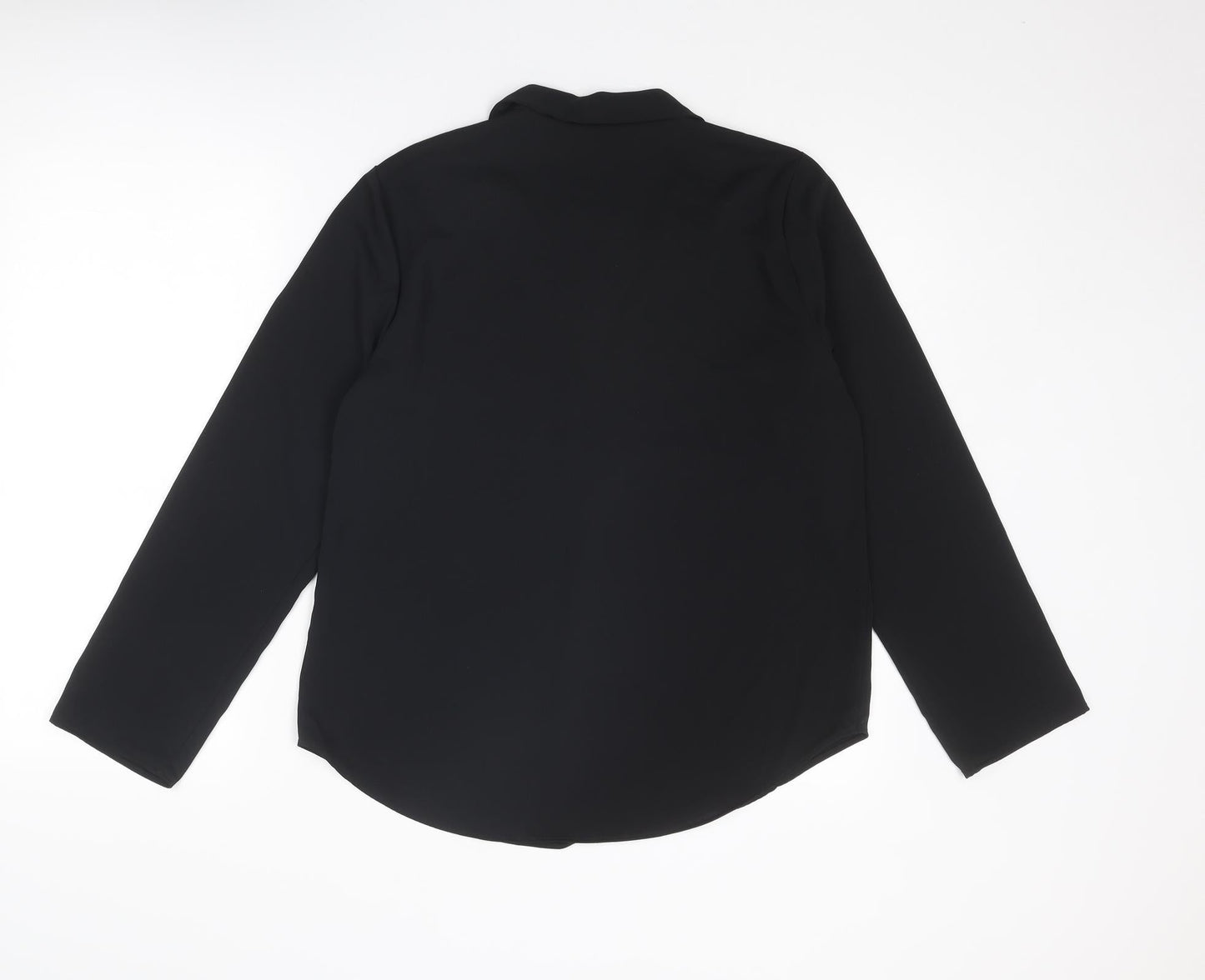 Zara Womens Black Polyester Basic Blouse Size S V-Neck