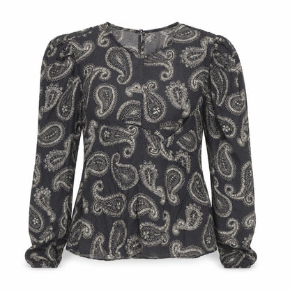 Zara Womens Grey Paisley Modal Basic Blouse Size S Round Neck