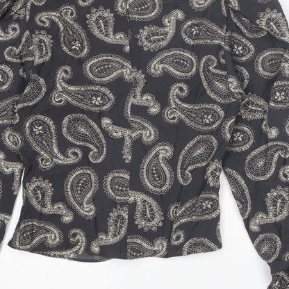 Zara Womens Grey Paisley Modal Basic Blouse Size S Round Neck