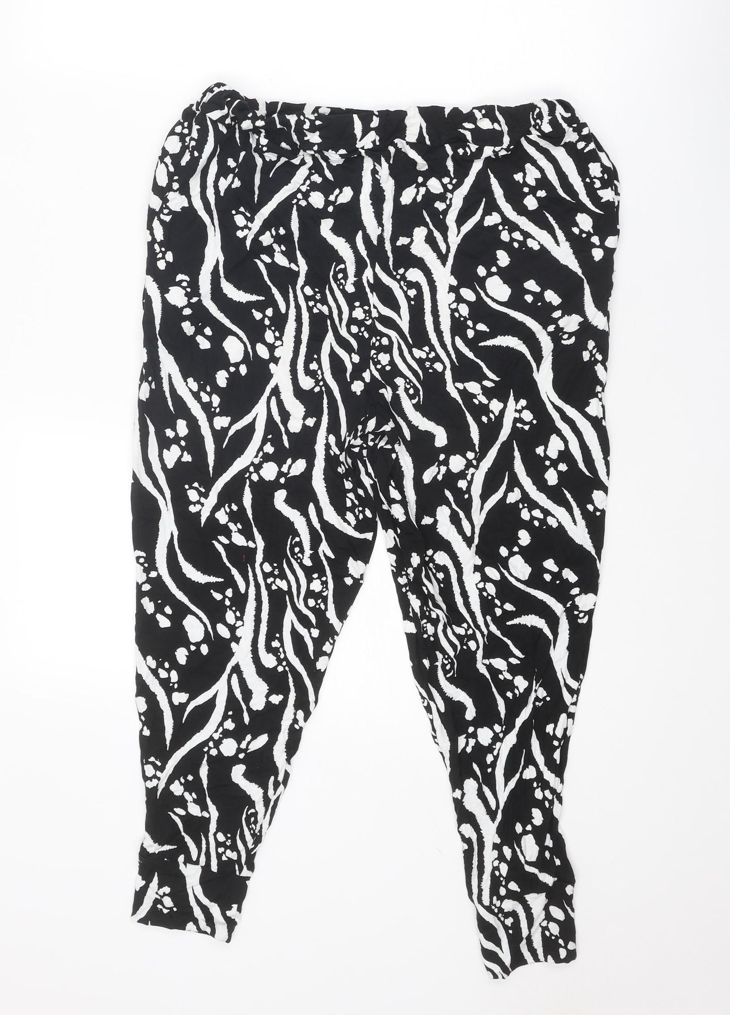 Missguided Womens Black Geometric Viscose Capri Trousers Size 12 Regular