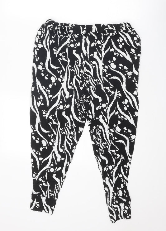 Missguided Womens Black Geometric Viscose Capri Trousers Size 12 Regular