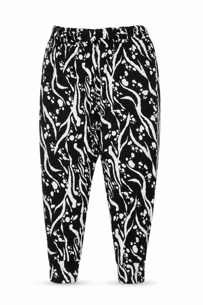 Missguided Womens Black Geometric Viscose Capri Trousers Size 12 Regular