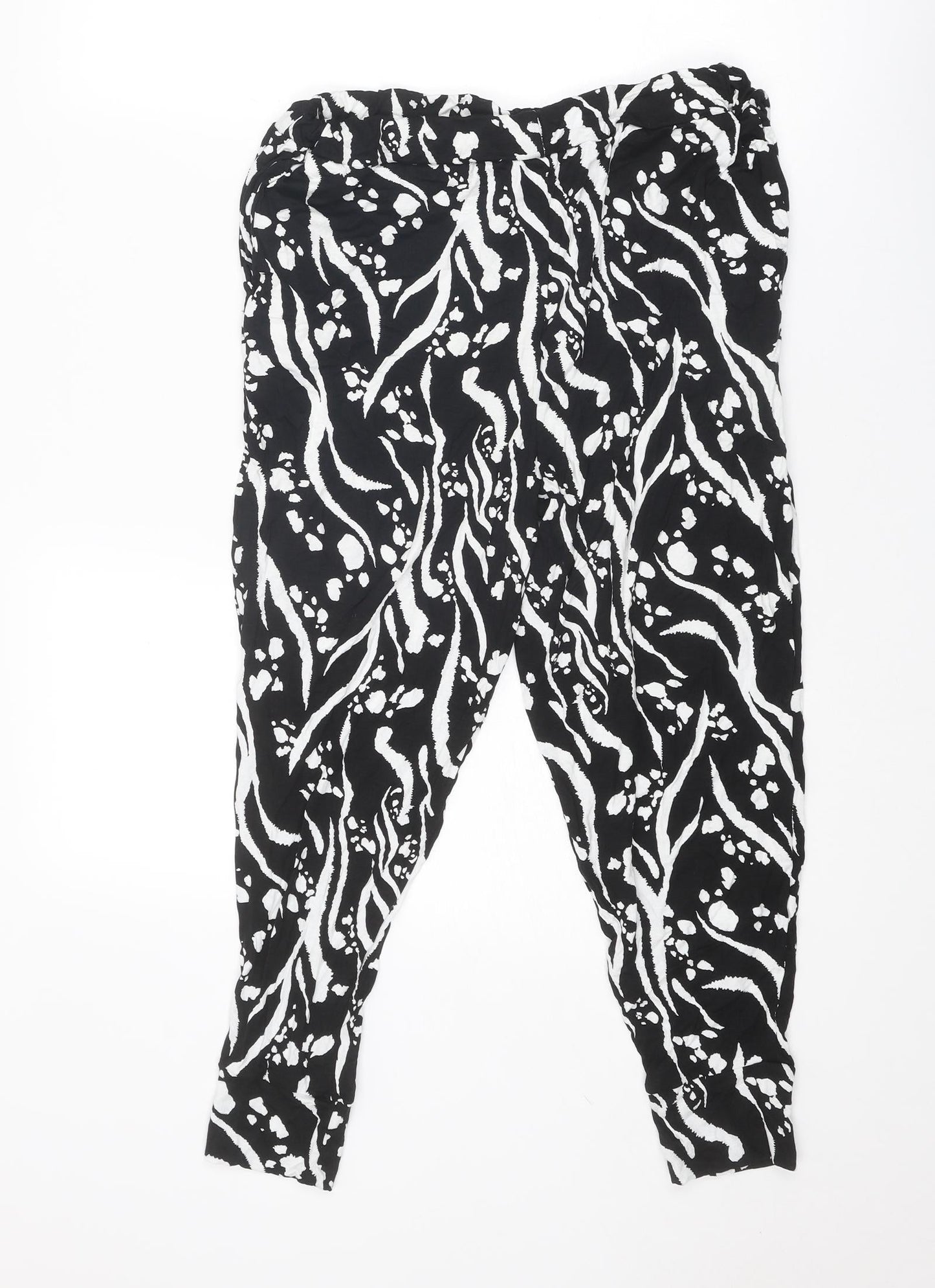 Missguided Womens Black Geometric Viscose Capri Trousers Size 12 Regular