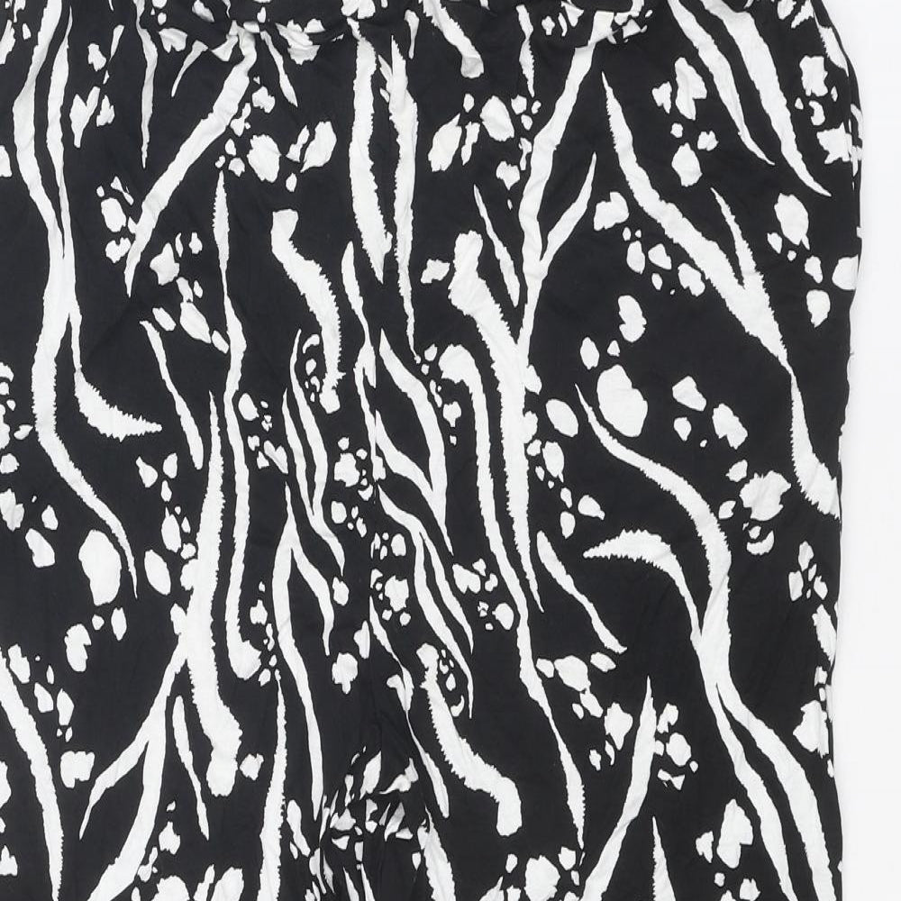 Missguided Womens Black Geometric Viscose Capri Trousers Size 12 Regular