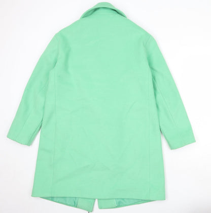 Marks & Spencer Womens Green Overcoat Coat Size 12 Button