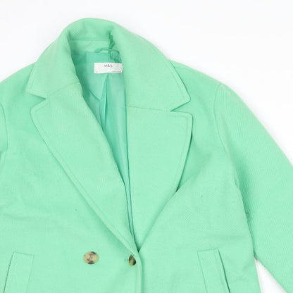 Marks & Spencer Womens Green Overcoat Coat Size 12 Button
