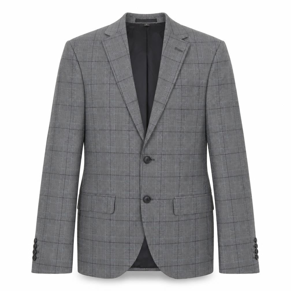 Marks & Spencer Mens Grey Plaid Polyester Jacket Suit Jacket Size 36 Regular