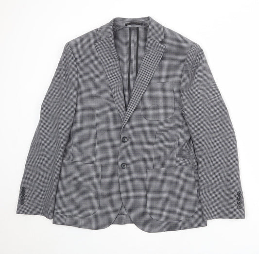 Marks and Spencer Mens Grey Geometric Polyester Jacket Blazer Size 38 Regular