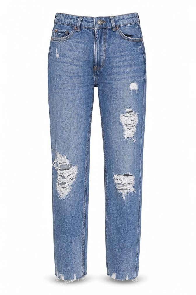 Denim & Co. Womens Blue Cotton Straight Jeans Size 6 Regular Zip