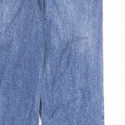 Brand and care label for Denim & Co. women’s blue cotton straight jeans, size UK 6, regular zip