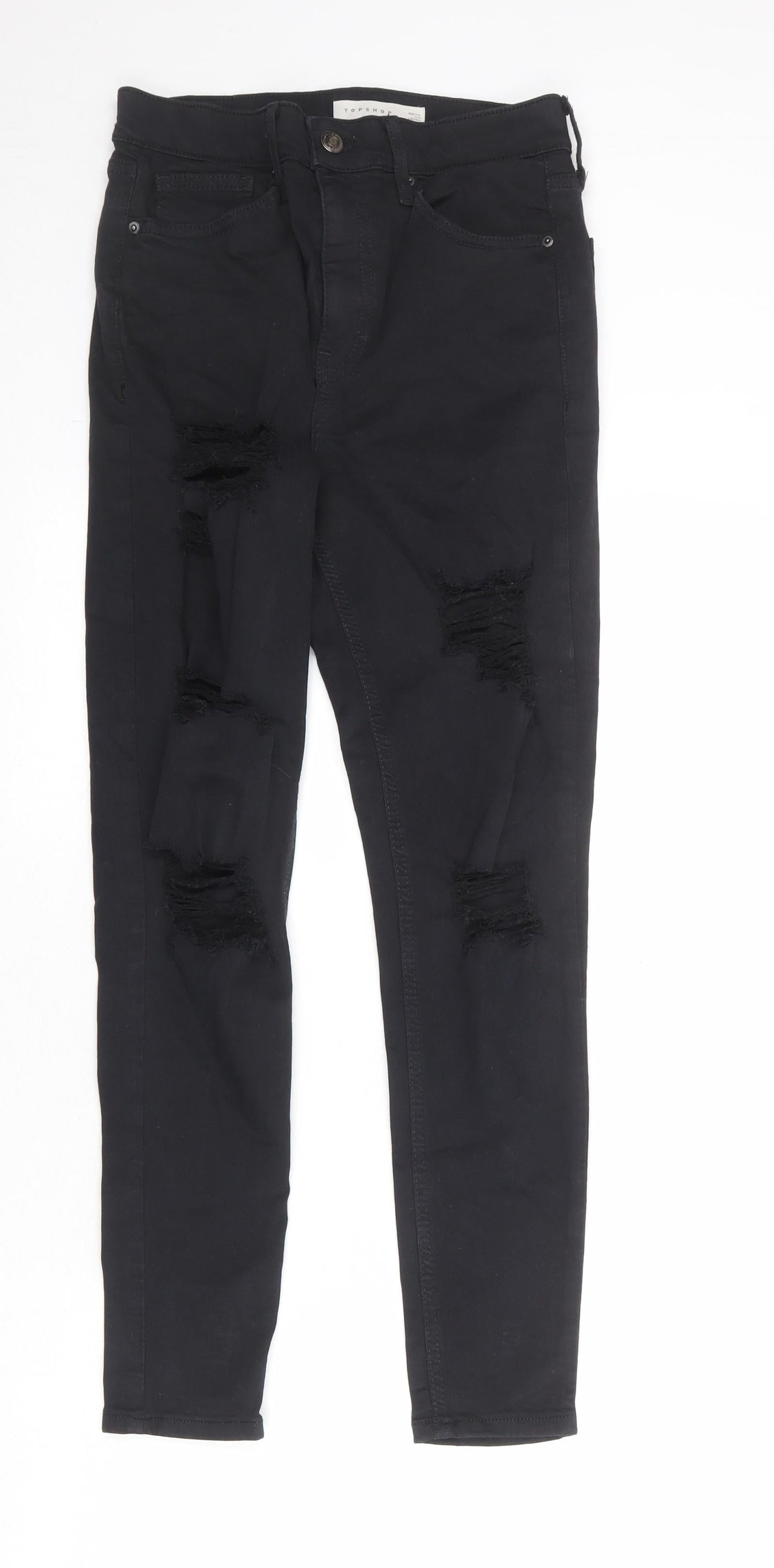 Topshop Womens Black Cotton Skinny Jeans Size 28 in Regular Zip