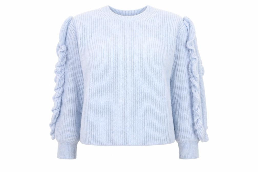 Zara Womens Blue Round Neck Acrylic Pullover Jumper Size M