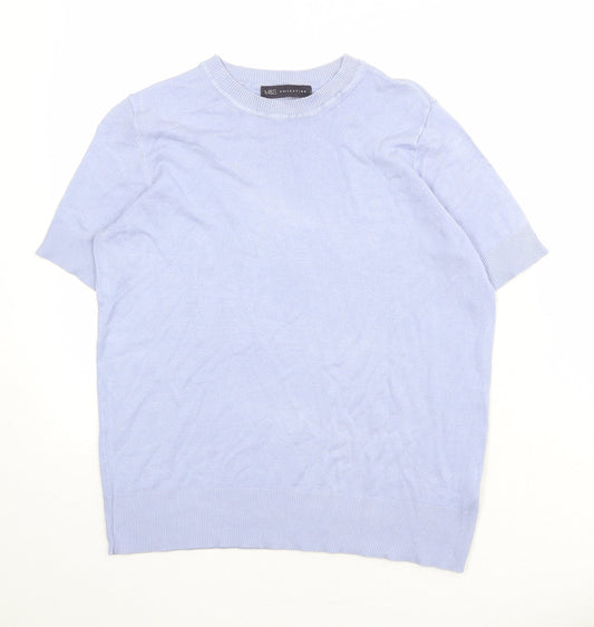 Marks and Spencer Womens Blue Round Neck Viscose Pullover Jumper Size 10