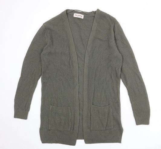 Son of Stag Womens Green V-Neck Acrylic Cardigan Jumper Size S