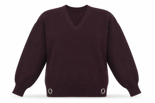 River Island Womens Red V-Neck Acrylic Pullover Jumper Size S - Cut out Detail