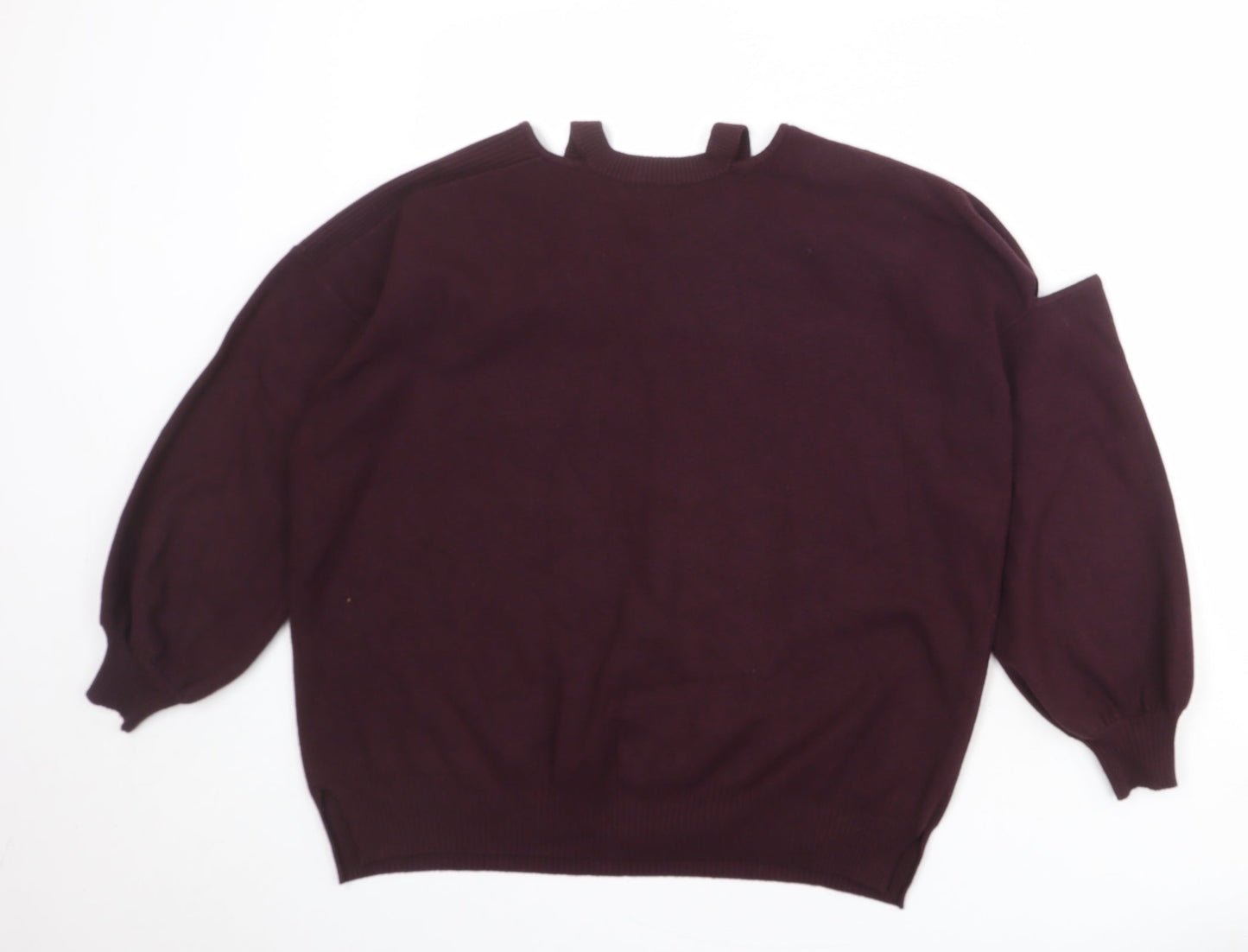River Island Womens Red V-Neck Acrylic Pullover Jumper Size S - Cut out Detail