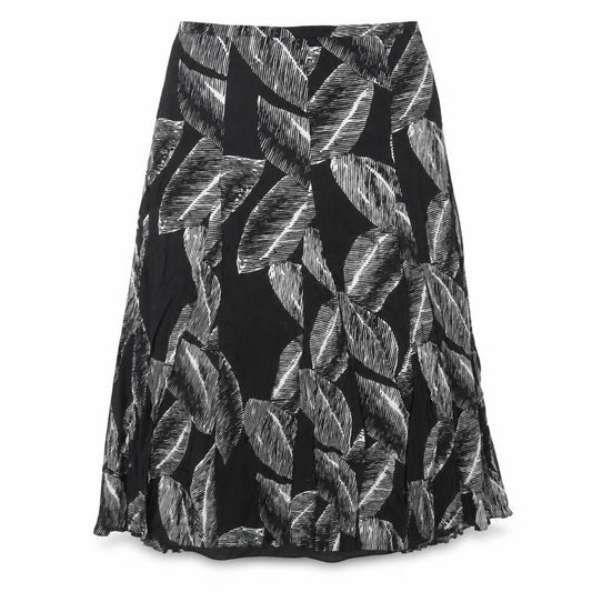 Gerry Weber Womens Black Geometric Cotton Swing Skirt Size 16 Zip - Leaf pattern