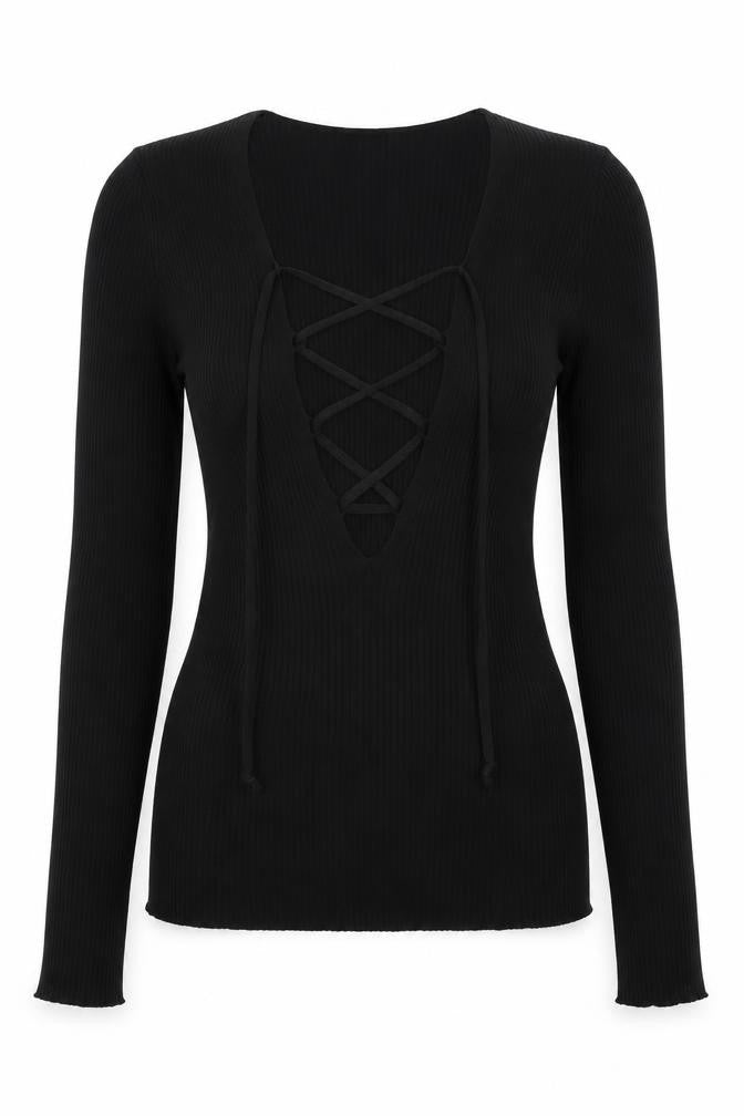 Zara Womens Black Polyamide Basic T-Shirt Size S V-Neck