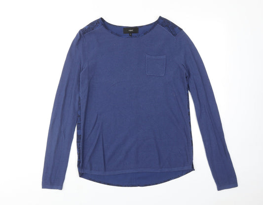 NEXT Womens Blue Round Neck Cotton Pullover Jumper Size 10 - Town House Print