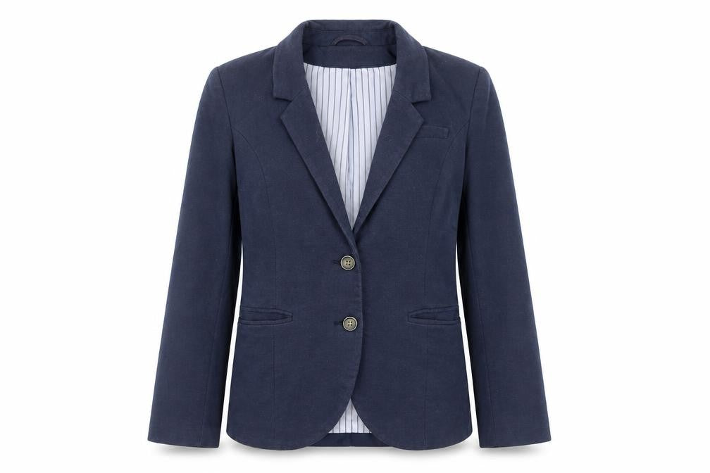H&M Womens Blue Jacket Blazer Size 8 Button - Elbow Patches