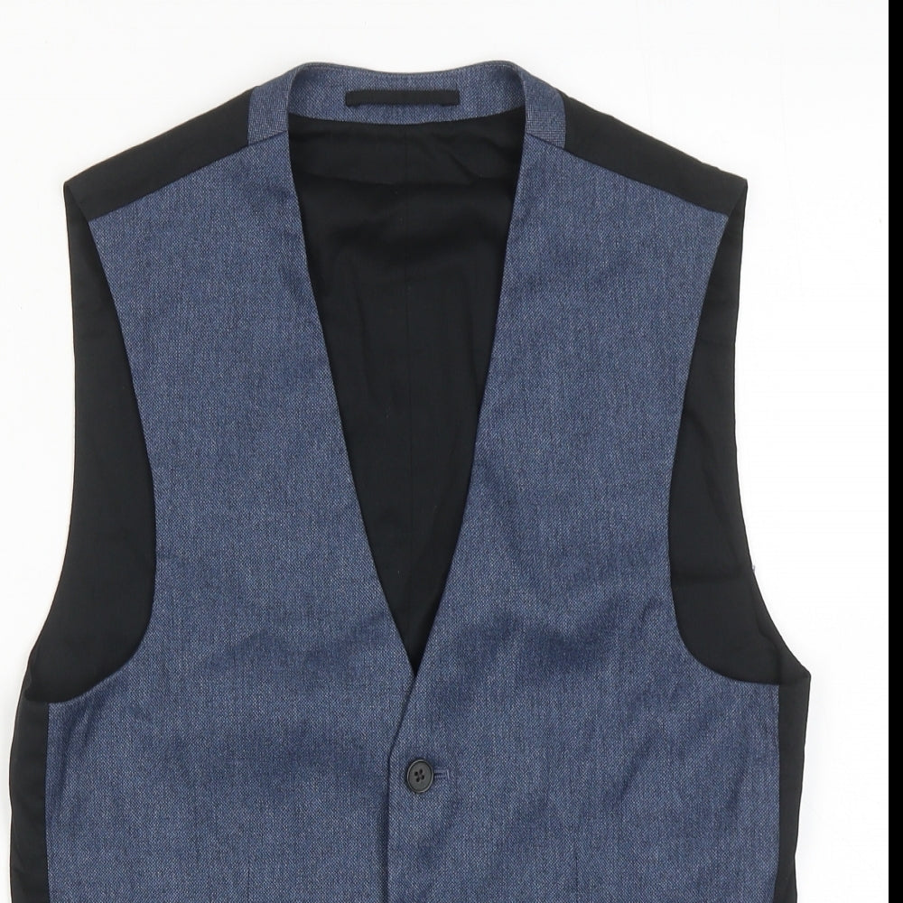 NEXT Mens Blue Polyester Jacket Suit Waistcoat Size 34 Regular