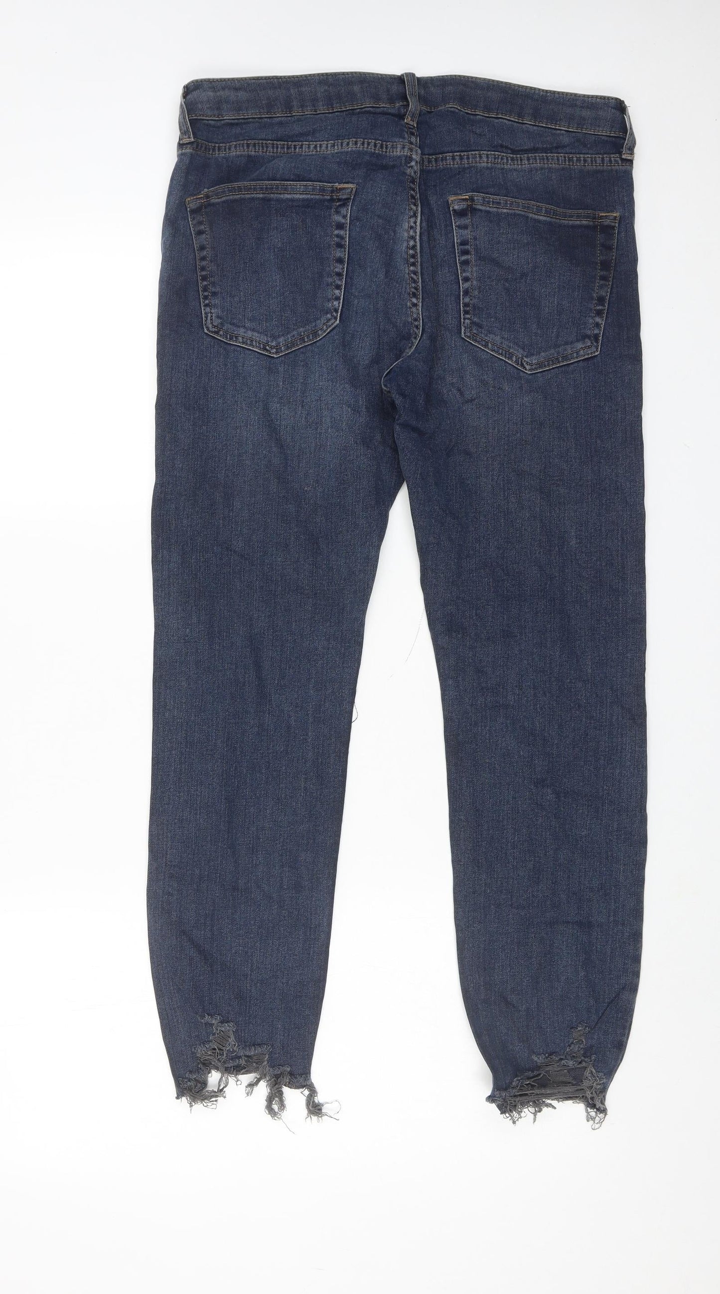 Topman Mens Blue Cotton Skinny Jeans Size 32 in L30 in Regular Button