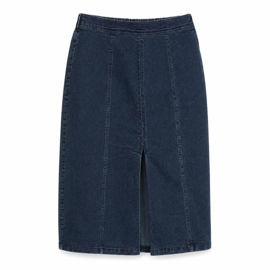 Signature Womens Blue Cotton A-Line Skirt Size S Zip