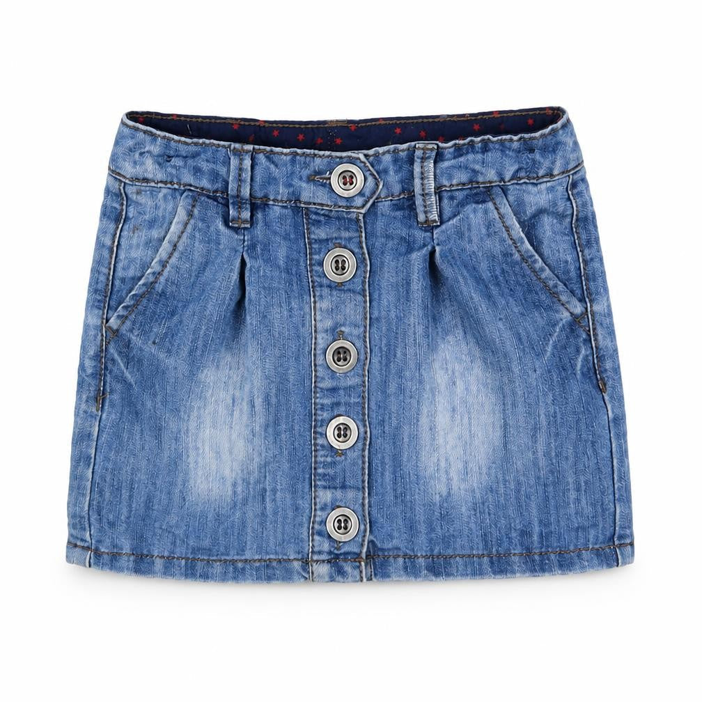 NEXT Girls Blue Cotton Mini Skirt Size 6 Years Regular Button