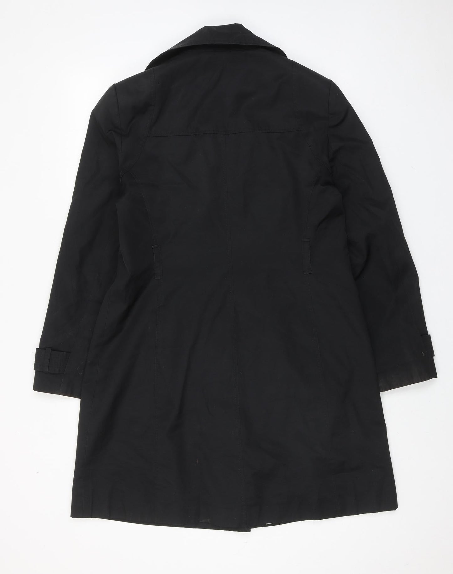 Sophie Gray Womens Black Trench Coat Coat Size 14 Button