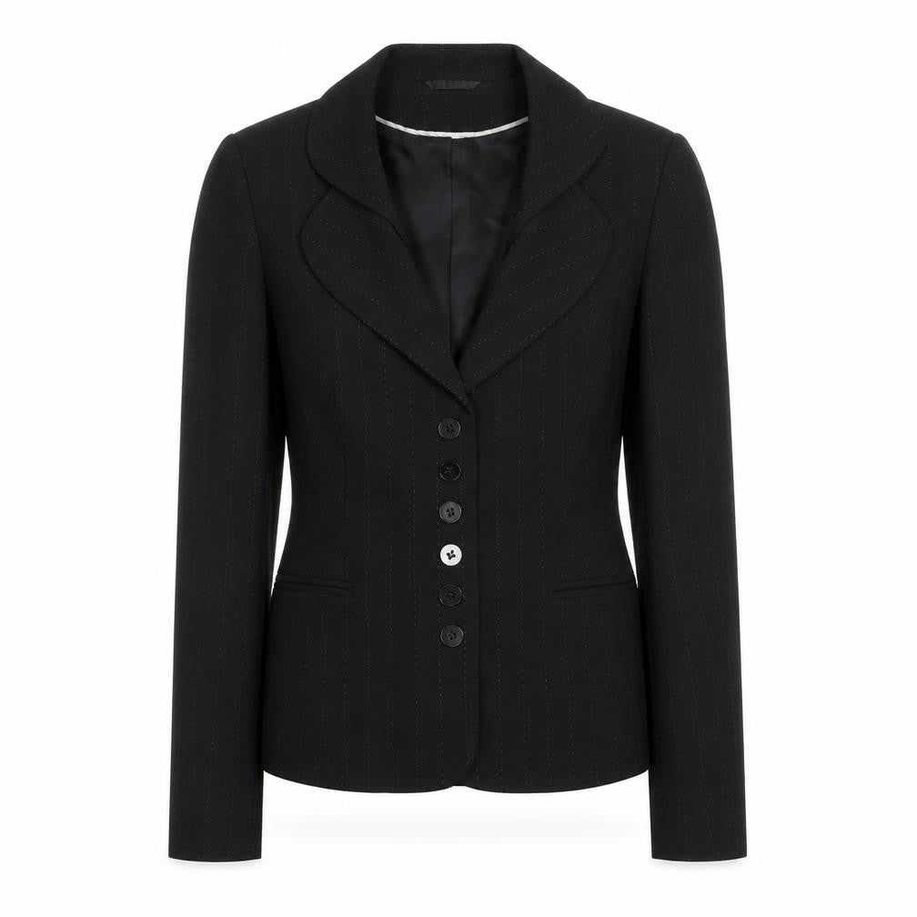 Principles Womens Black Pinstripe Polyester Jacket Suit Jacket Size 12