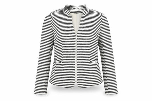 H&M Womens Black Striped Jacket Blazer Size 12 Zip