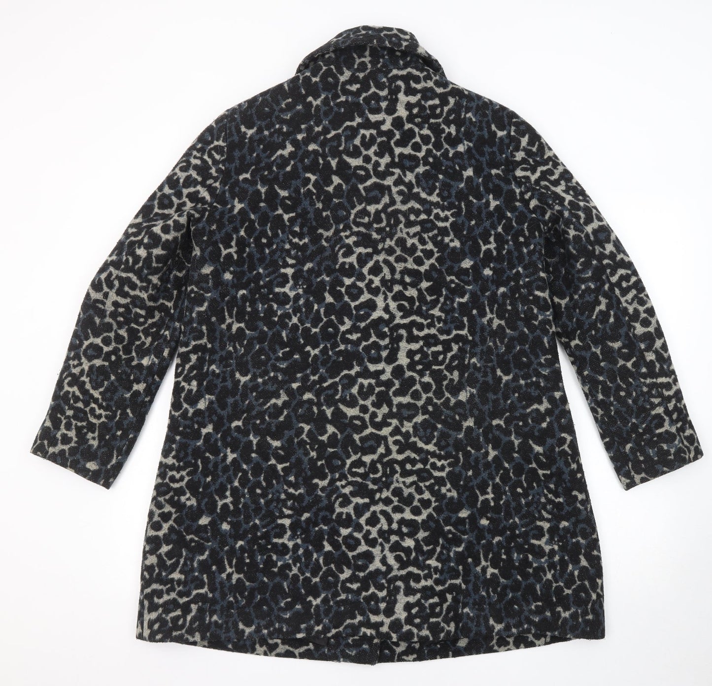 Mango Womens Multicoloured Animal Print Pea Coat Coat Size L Button - Leopard Print